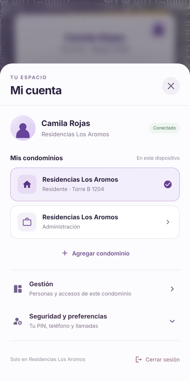Cuenta de liVO Access con varios condominios y roles