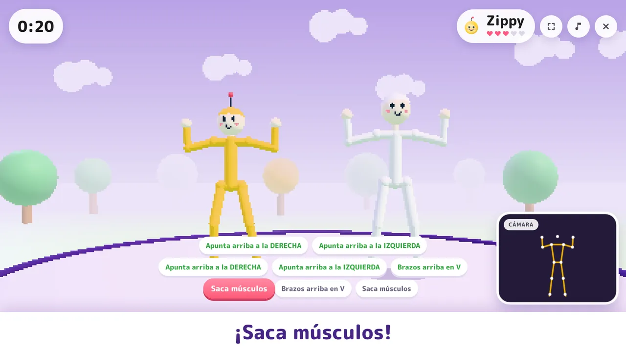 Zippy y tú sacando músculos en el baile de calentamiento.